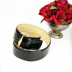 FIELD MANOR ▪ Crocodile Pattern Brown Leather Belt